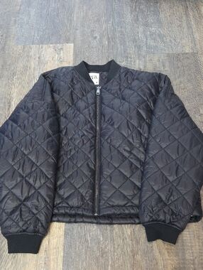 ZARA Black Quilted Bomber Jacket
